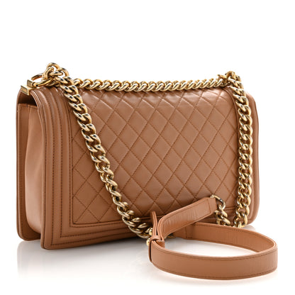 Chanel Lambskin Quilted New Medium Boy Flap Dark Beige 3 of 16