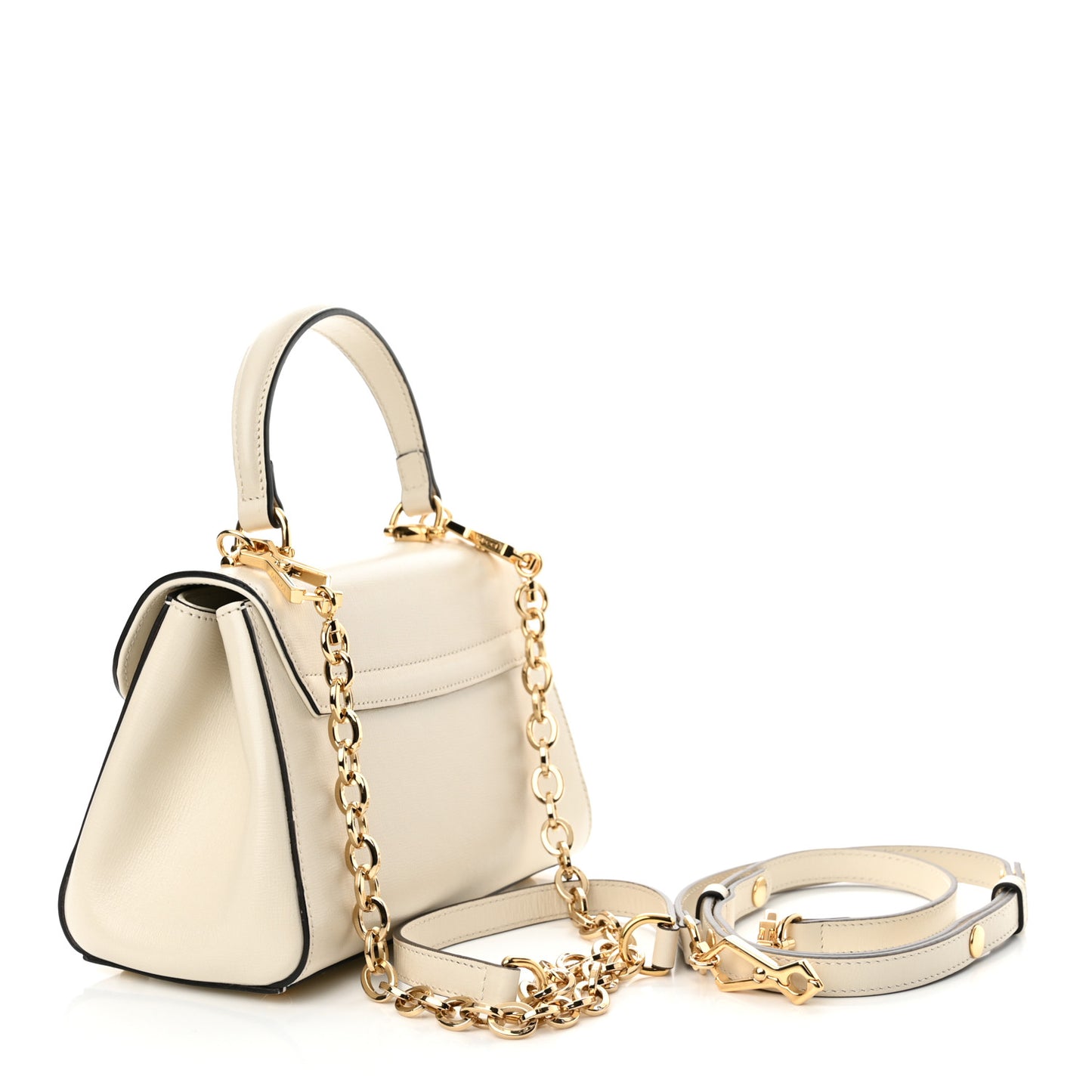 Glazed Textured Calfskin Mini Horsebit 1955 Top Handle Flap Bag Mystic White