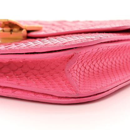 Celine Snakeskin Medium Classic Box Flap Pink 14 of 15
