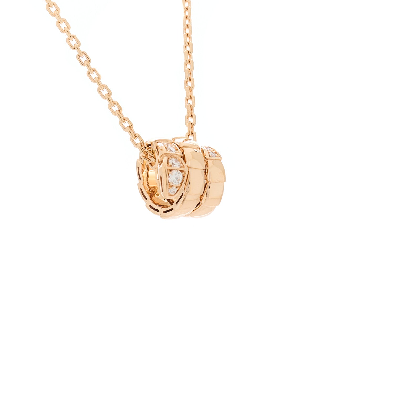 Bulgari 18K Rose Gold Diamond Serpenti Viper Demi Pave Pendant Necklace 5 of 9