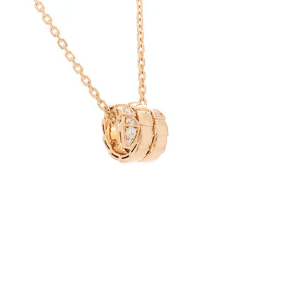 Bulgari 18K Rose Gold Diamond Serpenti Viper Demi Pave Pendant Necklace 5 of 9