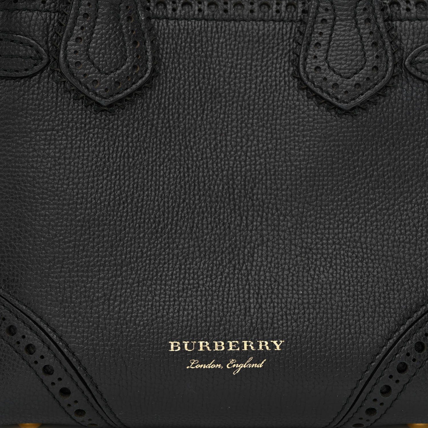 Burberry Grainy Calfskin House Check Baby Brogue Banner Tote Black 9 of 18