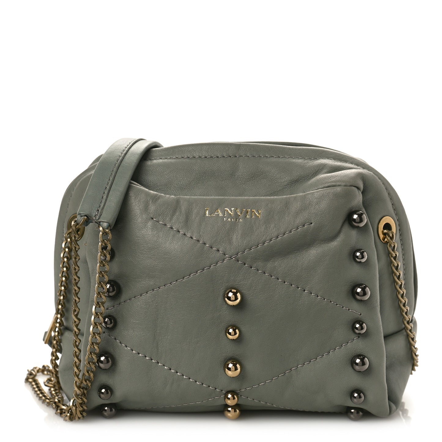 Lambskin Quilted Studded Mini Sugar Shoulder Bag Water Blue