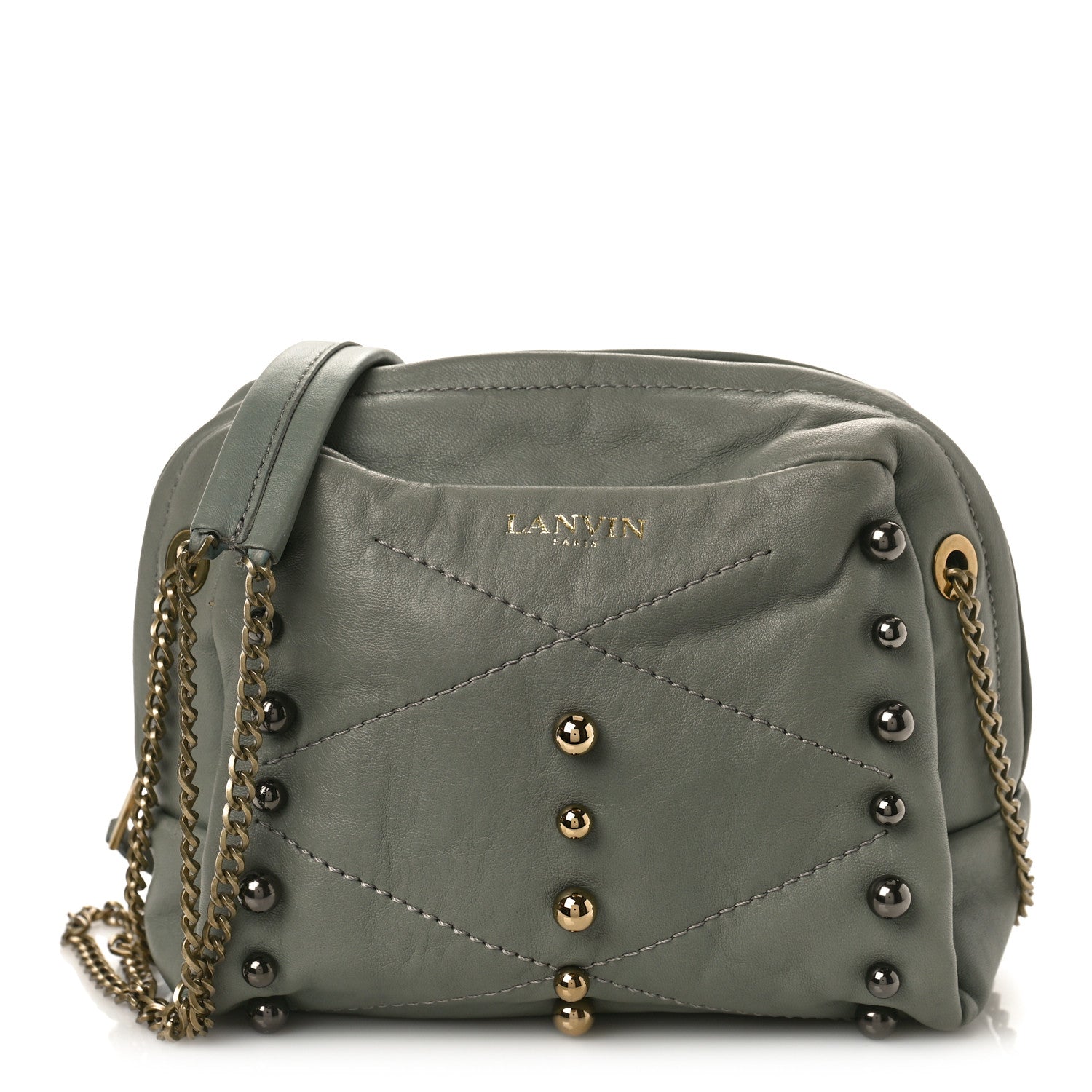 Lanvin Lambskin Quilted Studded Mini Sugar Shoulder Bag Water Blue 1 of 8