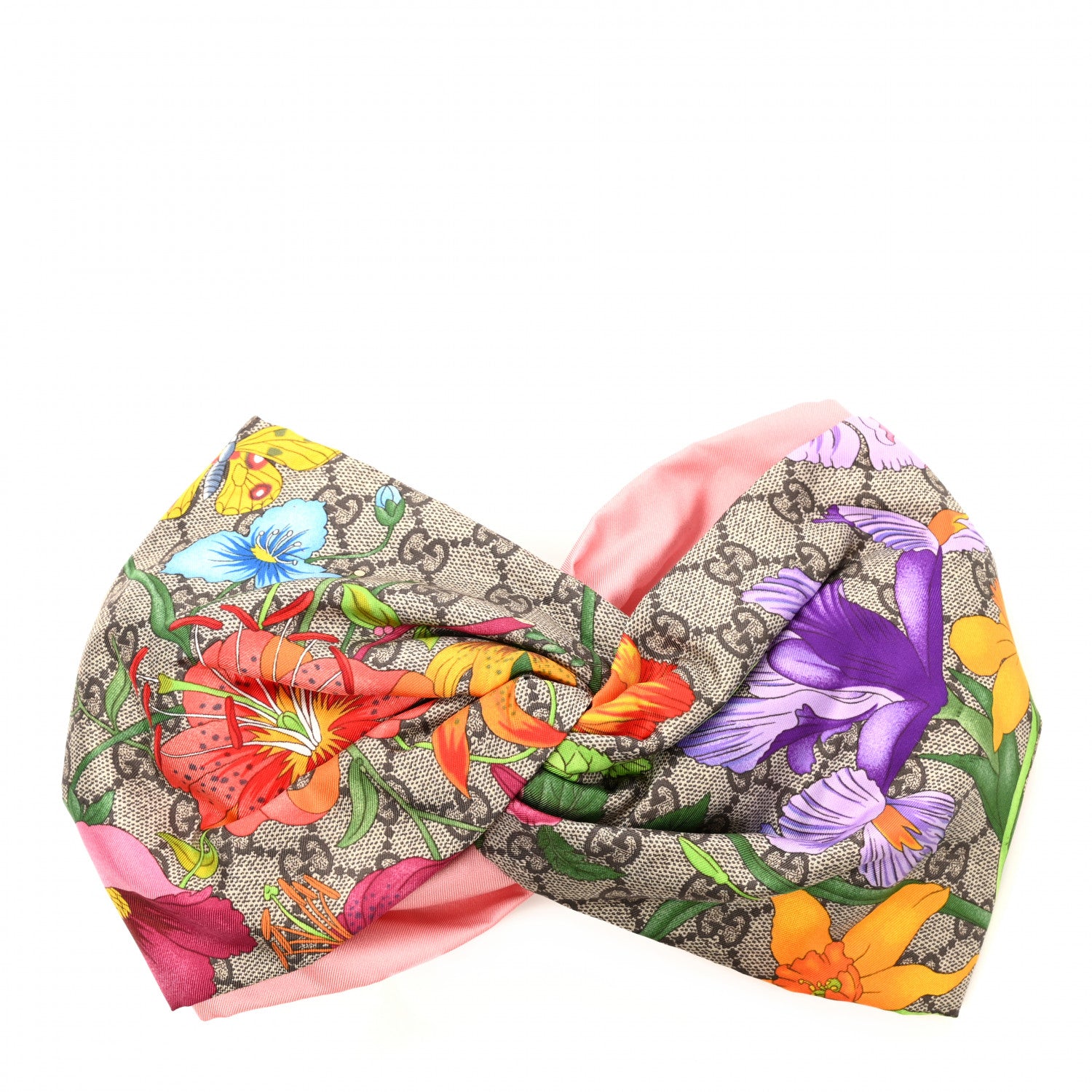 Gucci Silk Monogram Flora Print Headband M Pink 1 of 5