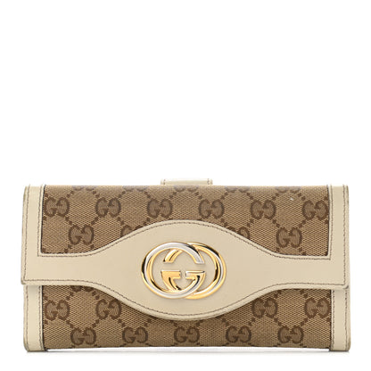 Gucci Monogram Margaux Calfskin Sukey Continental Organizer Wallet Beige Ebony Mystic White 1 of 10