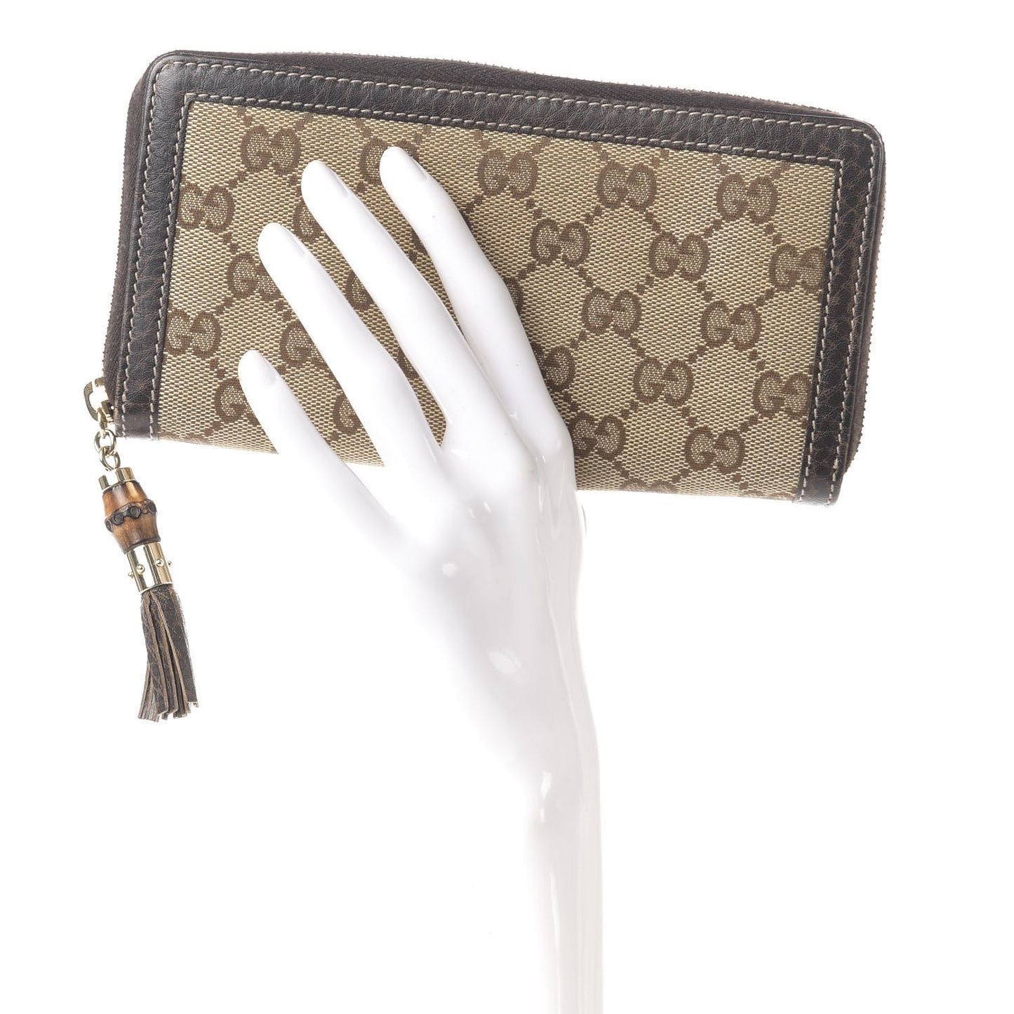 GG Supreme Monogram Zip Around Wallet Brown