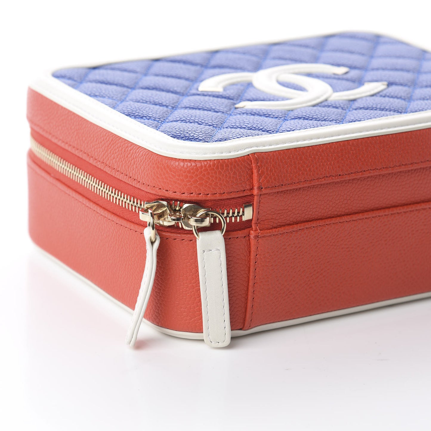 Caviar Quilted Medium CC Filigree Vanity Case Blue White Red
