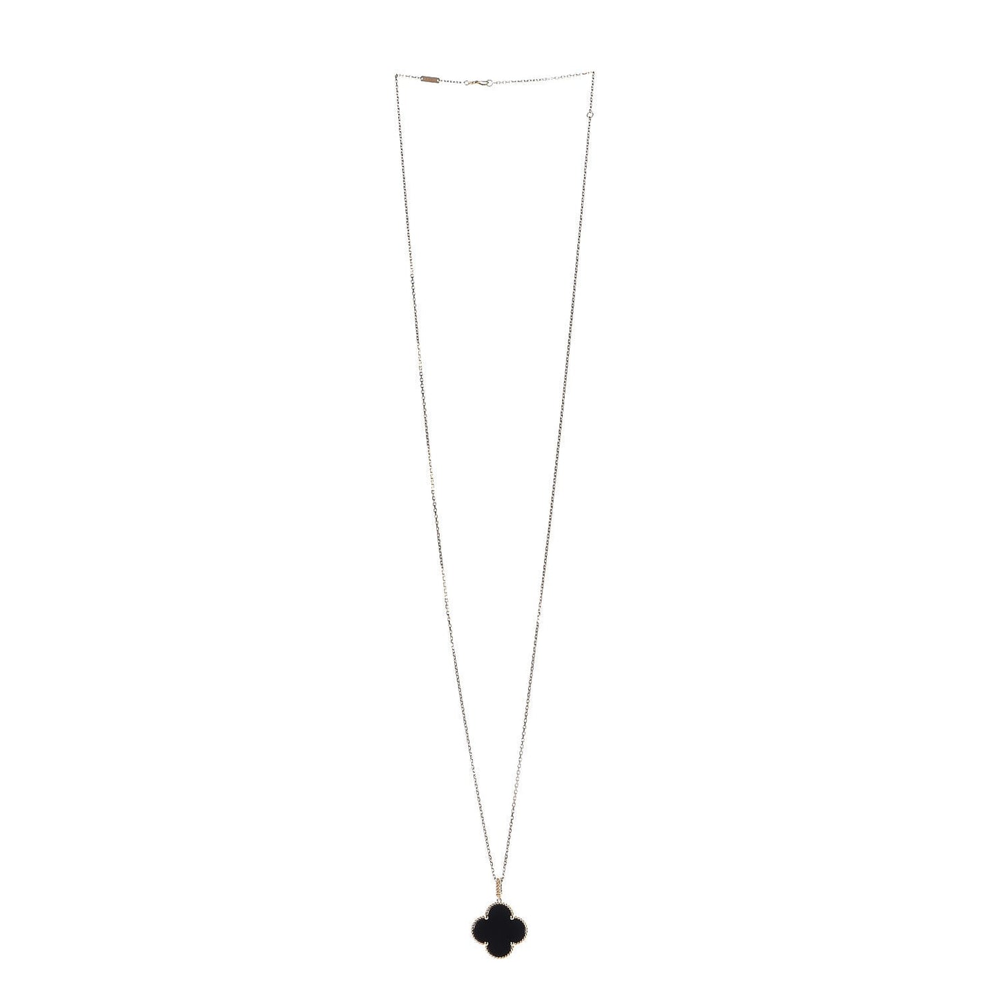 18K Yellow Gold Black Onyx Magic Alhambra Pendant Necklace