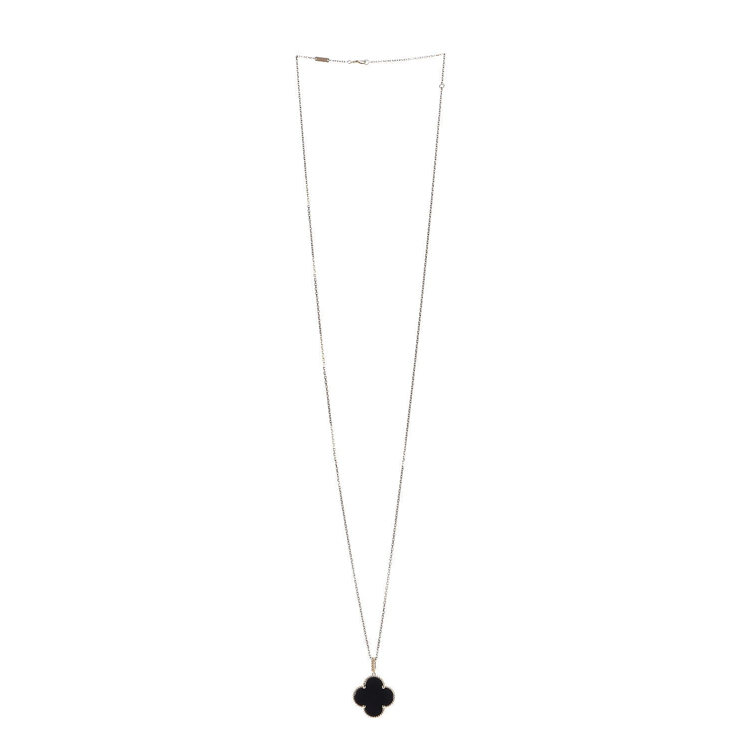 Van Cleef & Arpels 18K Yellow Gold Black Onyx Magic Alhambra Pendant Necklace 3 of 8