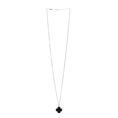 Van Cleef & Arpels 18K Yellow Gold Black Onyx Magic Alhambra Pendant Necklace 3 of 8