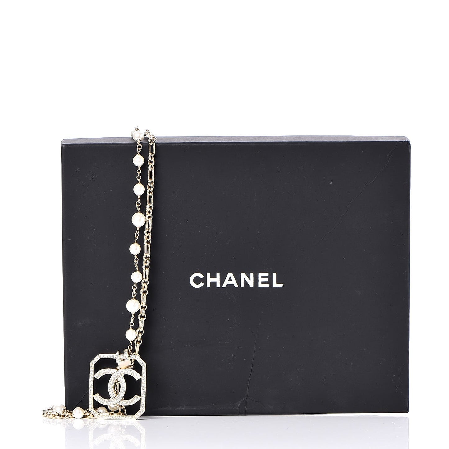 Pearl Crystal CC Double Strand Necklace Gold