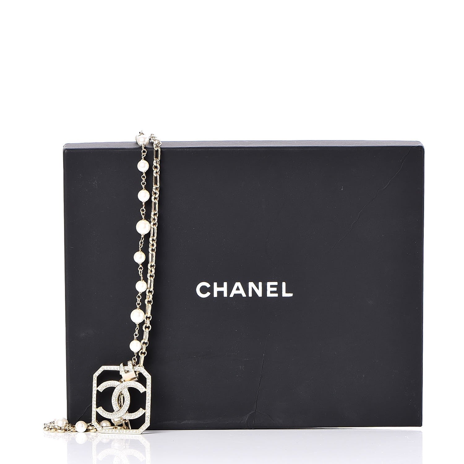 Chanel Pearl Crystal CC Double Strand Necklace Gold 7 of 7