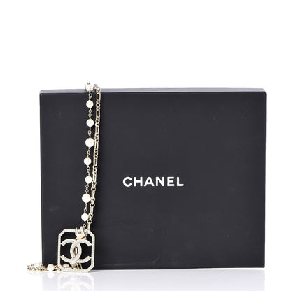 Chanel Pearl Crystal CC Double Strand Necklace Gold 7 of 7