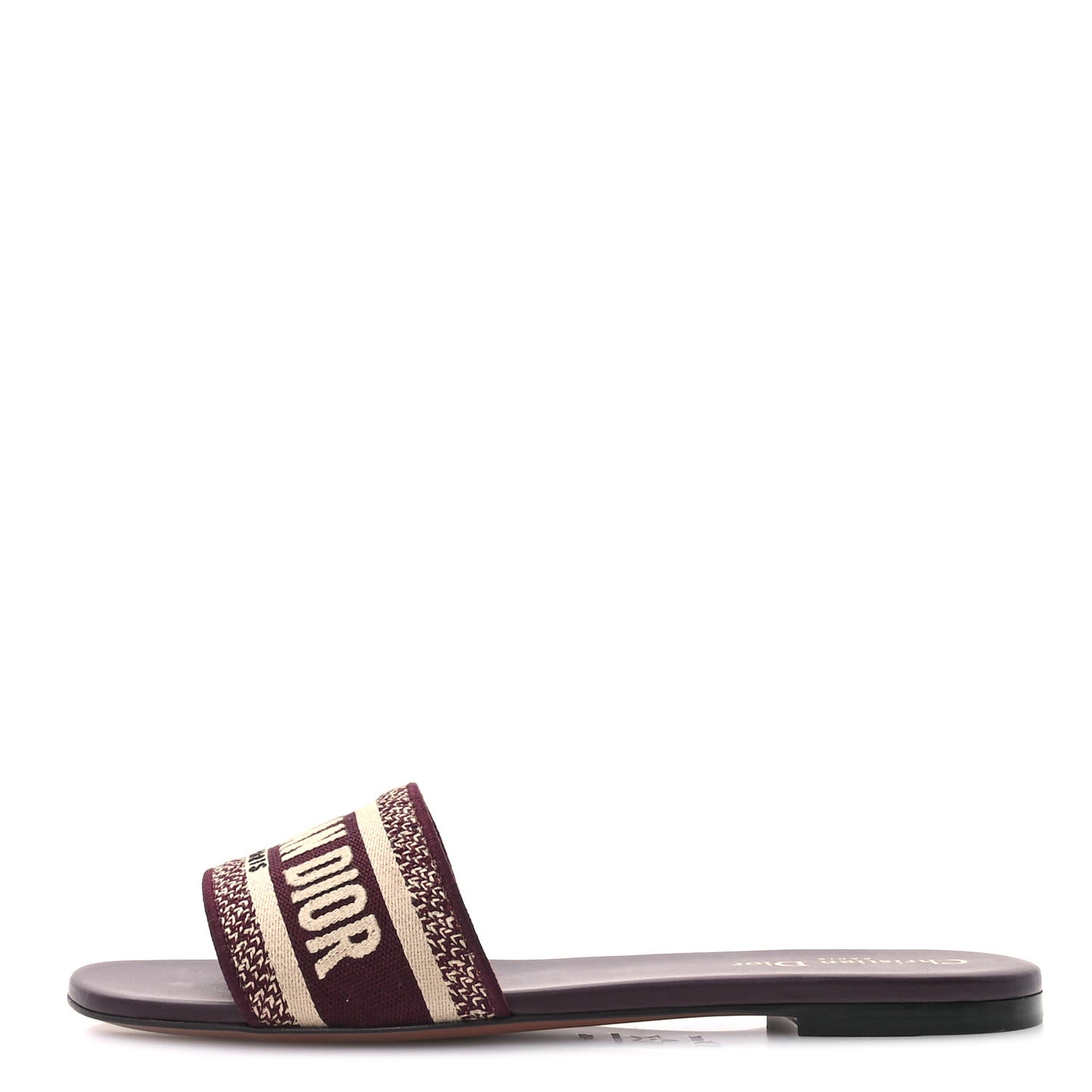 Canvas Embroidered Dway Mules Slide Sandals 40.5 Burgundy