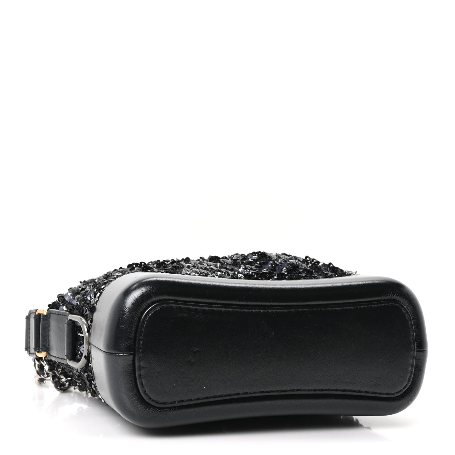 Sequin Calfskin Small Gabrielle Hobo Black Silver
