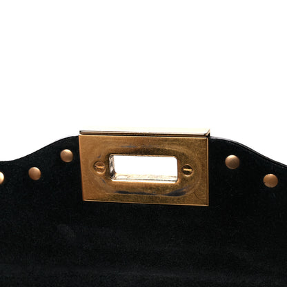 Valentino Garavani Pebbled Calfskin Rockstud Rolling Flip Lock Crossbody Bag Black 14 of 14