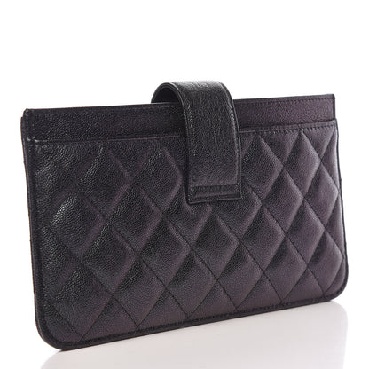 Chanel Iridescent Caviar Quilted Classic Strap Pouch Black 3 of 16