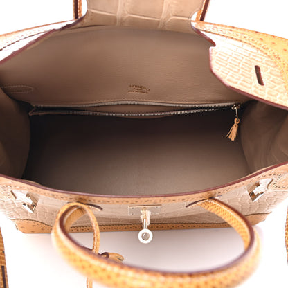 Hermes Lizard Alligator Ostrich Grand Marriage Ghillies Birkin 35 Poussiere Tabac Camel Sesame 4 of 8