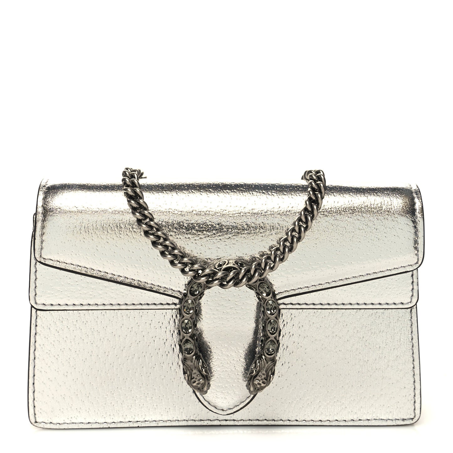 Metallic Calfskin Super Mini Dionysus Shoulder Bag Silver