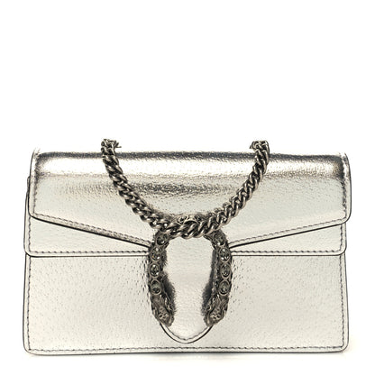 Gucci Metallic Calfskin Super Mini Dionysus Shoulder Bag Silver 1 of 9