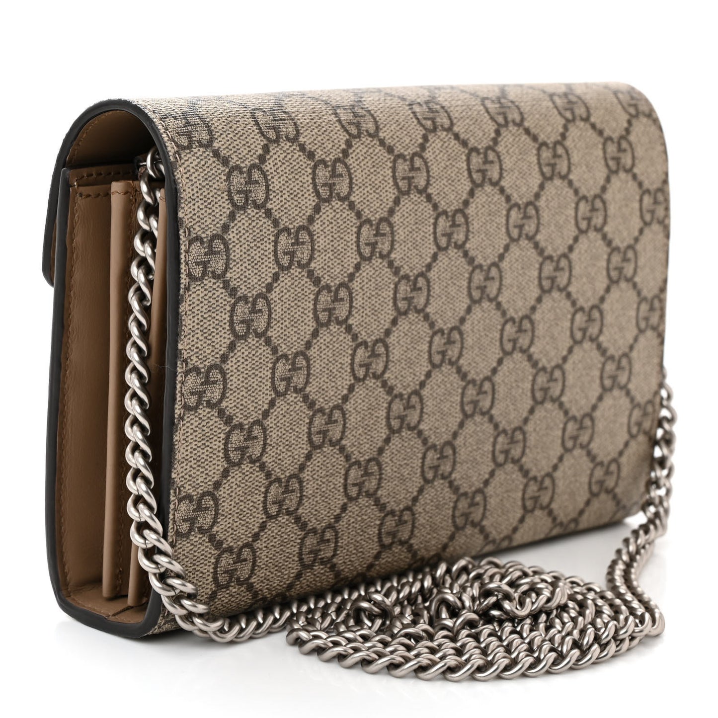 GG Supreme Monogram Mini Dionysus Chain Wallet Beige Taupe