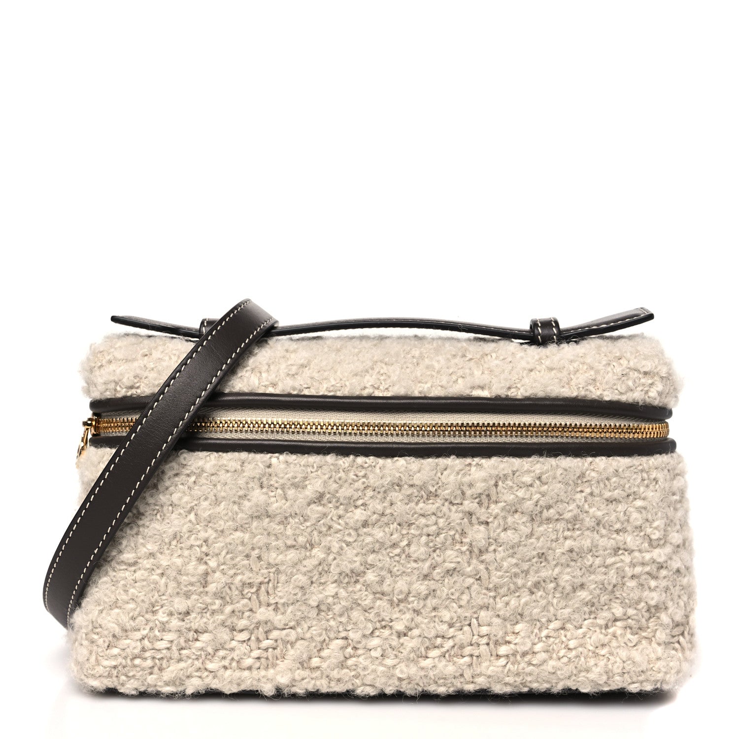 Loro Piana Boucle Alpaca L19 Extra Pocket Pouch Beige Dark Chocolate Licorice 1 of 8