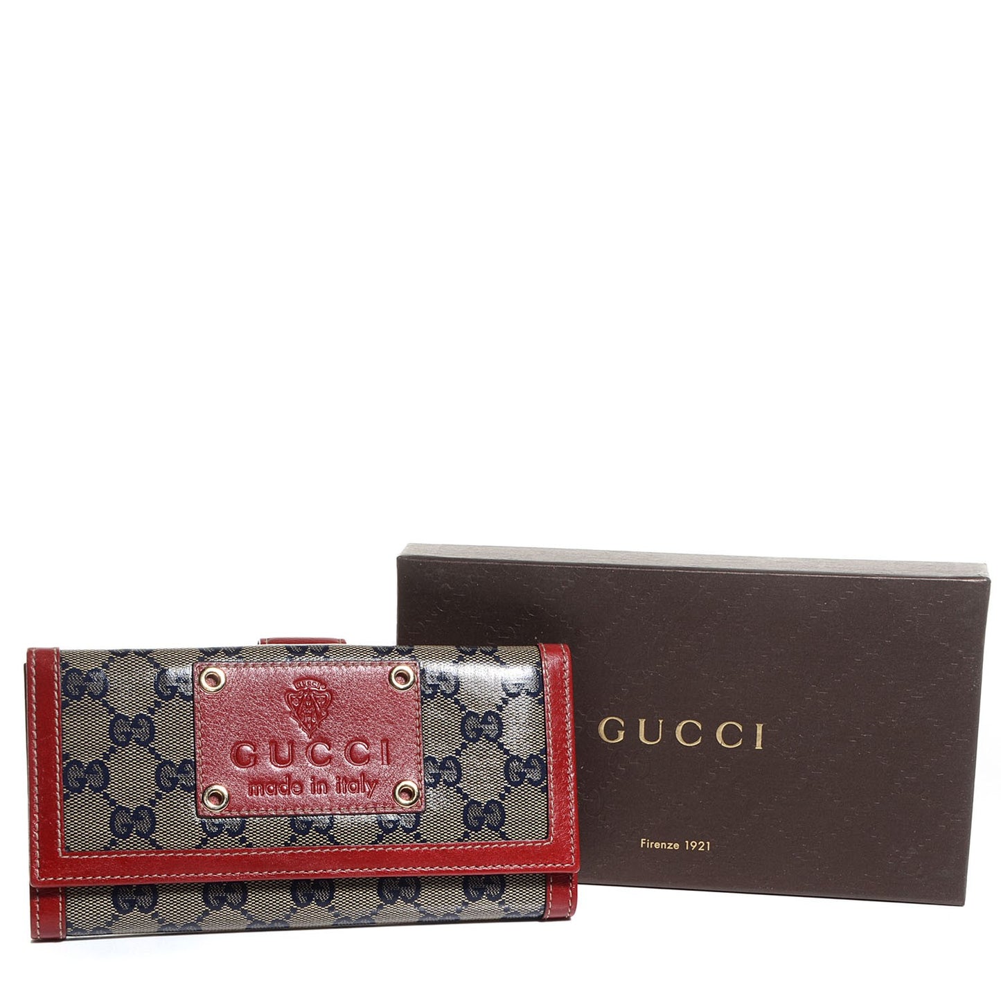 Crystal Monogram Continental Wallet Red Navy