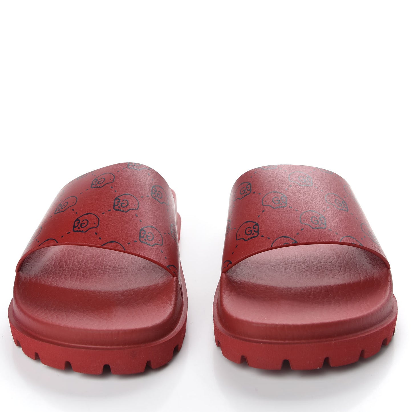 Calfskin Rubber GucciGhost Hamlet Skull Mens Lug Sole Slide Sandals 7 Hibiscus Red Blue Agata