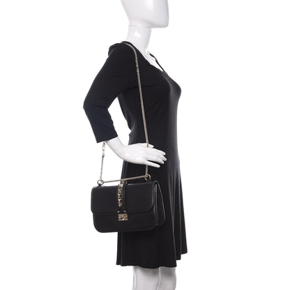Valentino Garavani Vitello Medium Glam Lock Rockstud Flap Black 2 of 9
