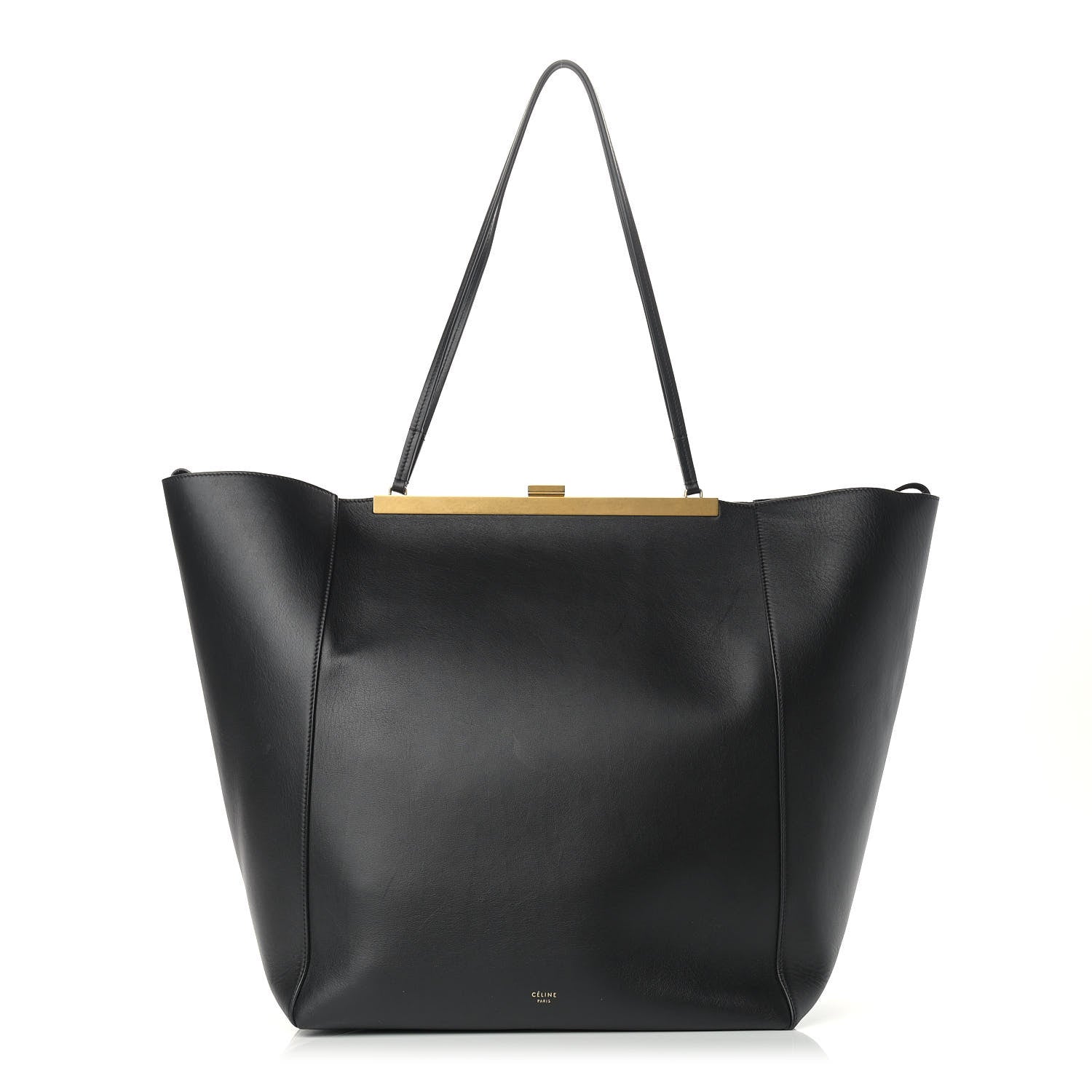 Celine Calfskin Large Clasp Cabas Black 1 of 16