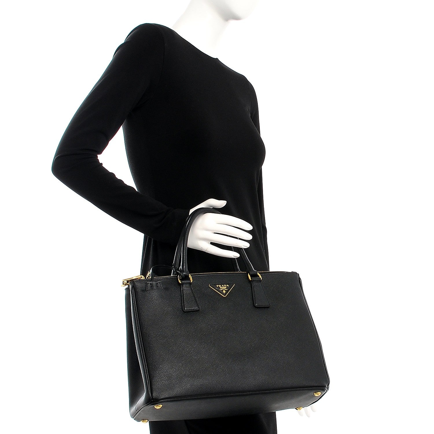 Prada Saffiano Medium Galleria Double Zip Tote Black 3 of 11