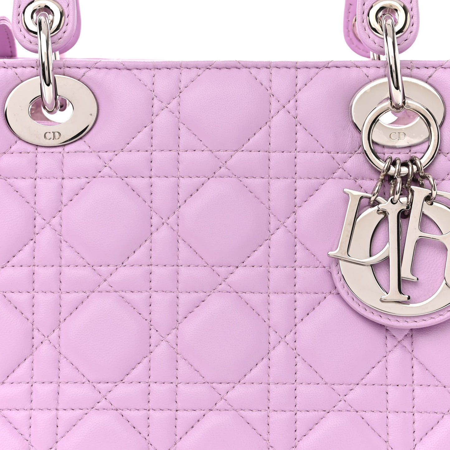 CHRISTIAN DIOR Lambskin Cannage Medium Lady Dior Purple