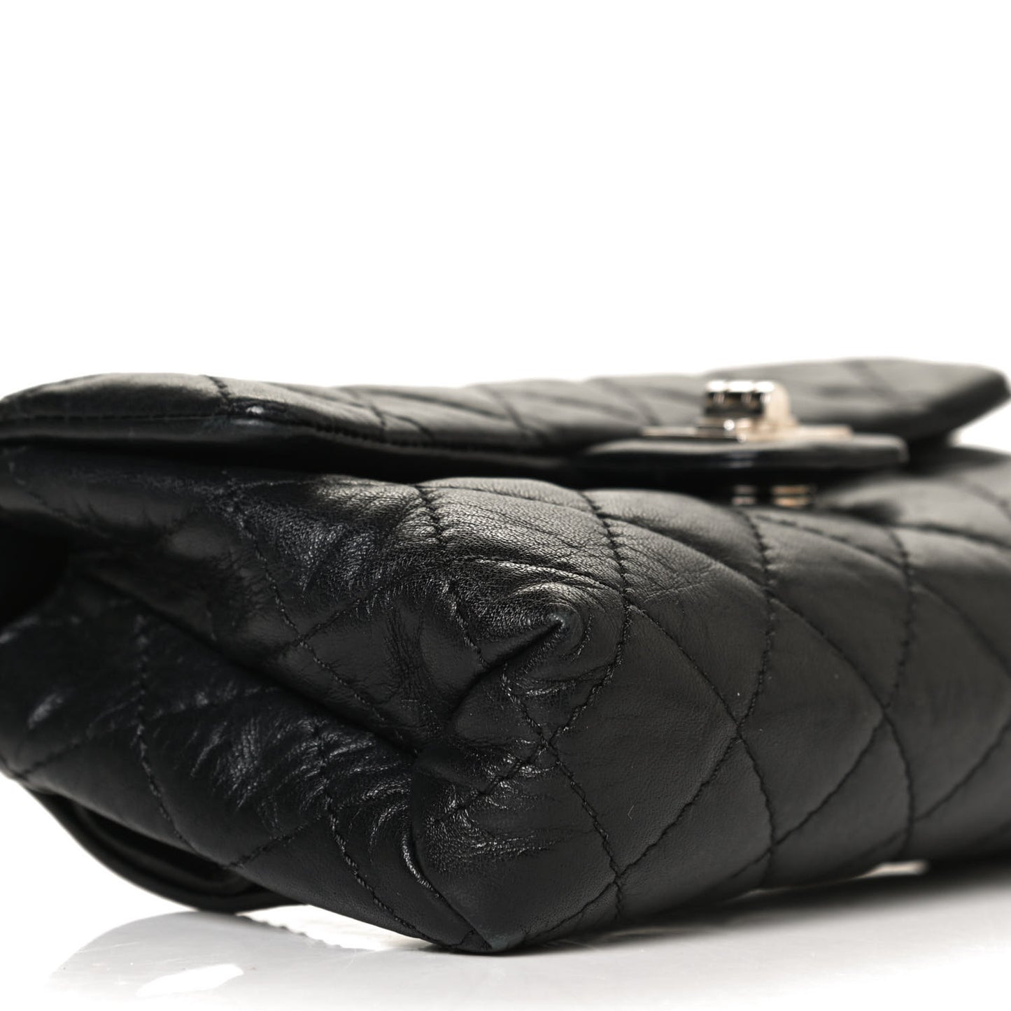 Aged Calfskin Quilted 2.55 Reissue Flap Belt Bag Clutch Black