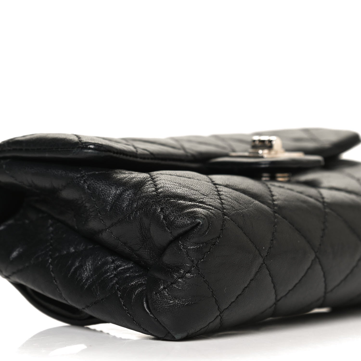 Chanel Aged Calfskin Quilted 2.55 Reissue Flap Belt Bag Clutch Black 7 of 10