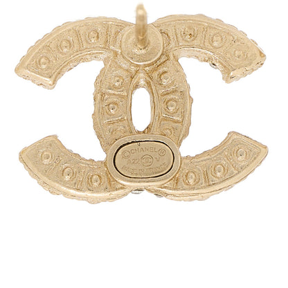 Chanel Metal Graduated Pearl Crystal CC Earrings Light Gold 4 of 5