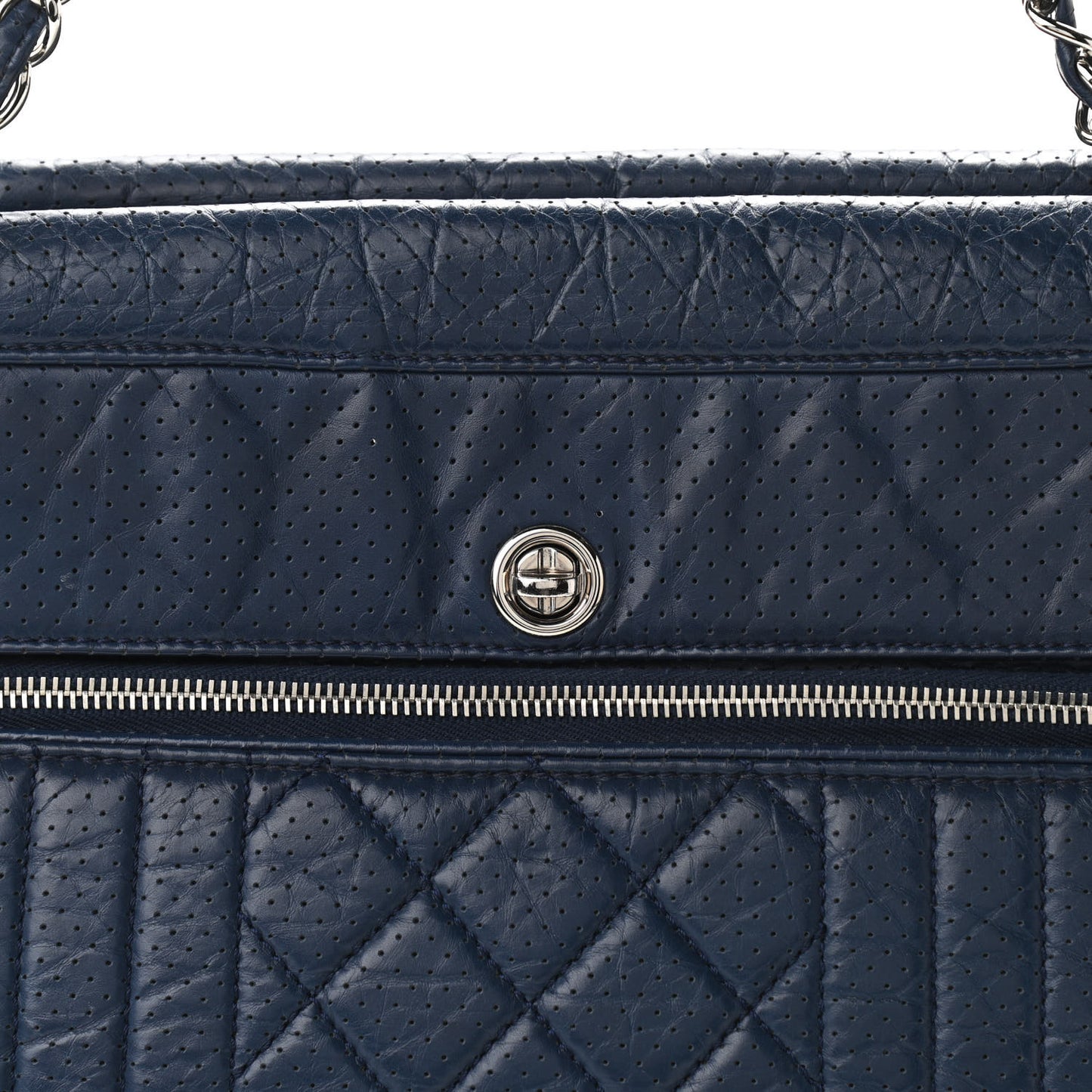 Calfskin Perforated Large 50's Satchel Marine Fonce
