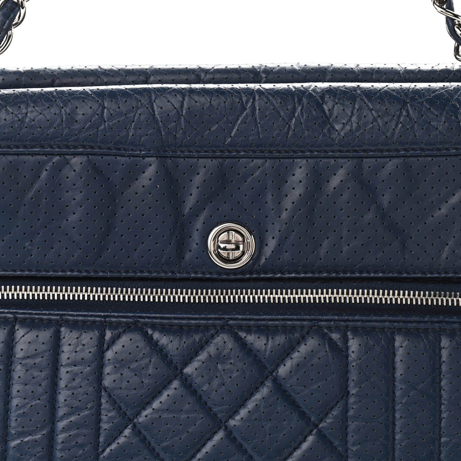 Chanel Calfskin Perforated Large 50's Satchel Marine Fonce 13 of 13