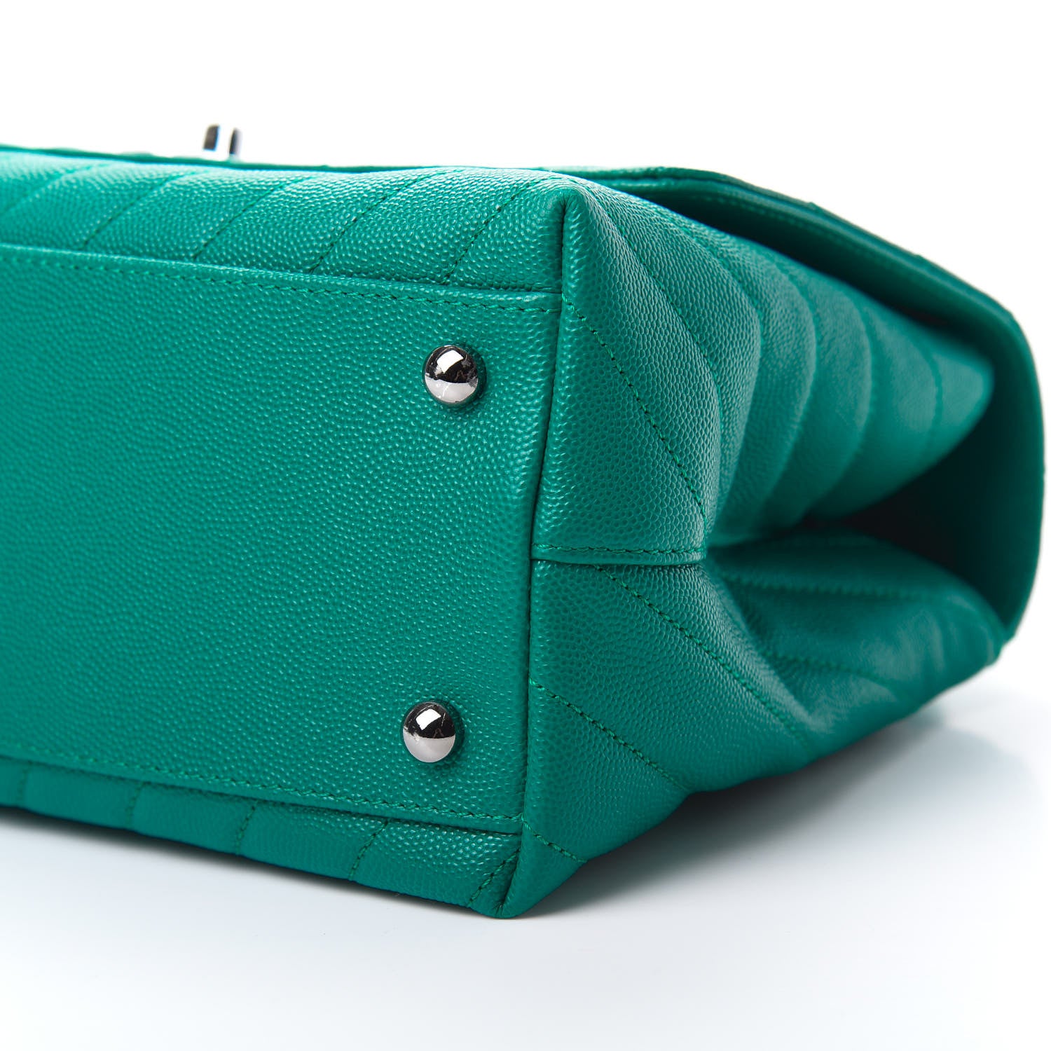 Chanel Caviar Chevron Quilted Small Coco Handle Flap Green 10 of 12