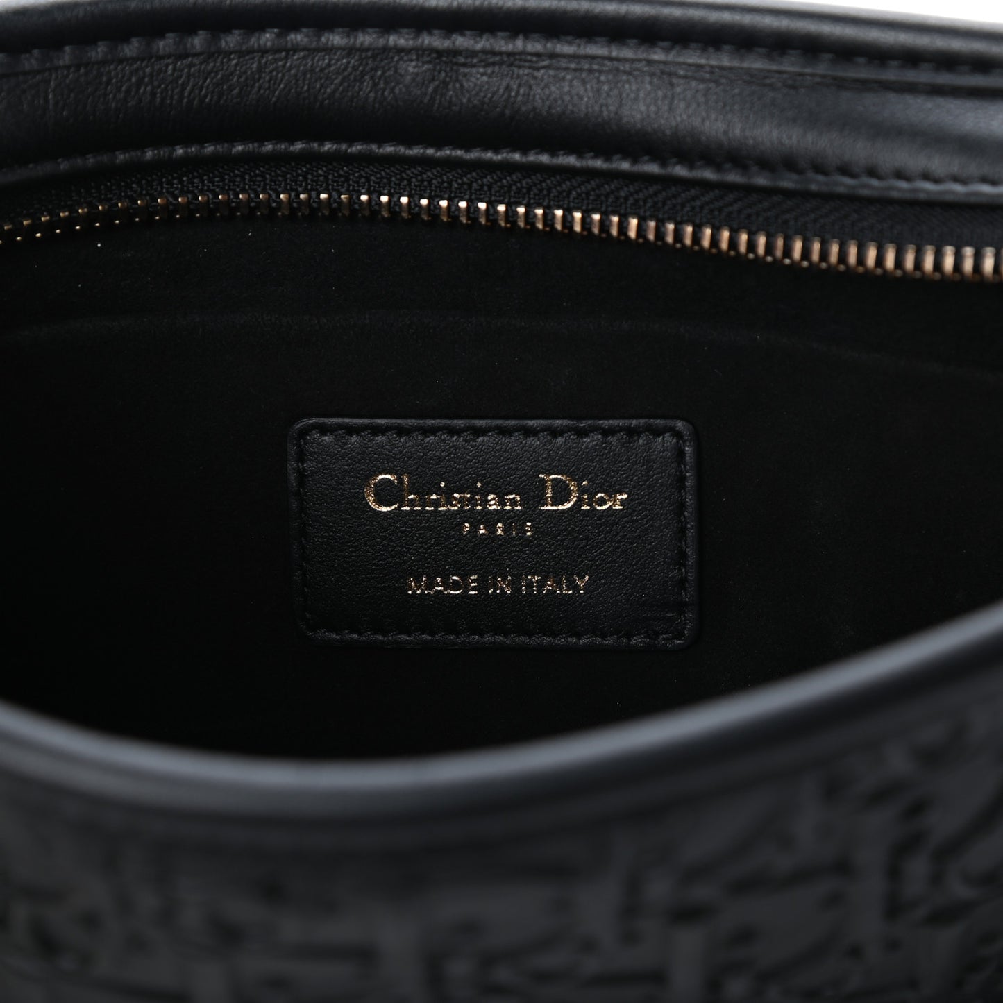 Calfskin Embossed Oblique Diorquake Clutch Black