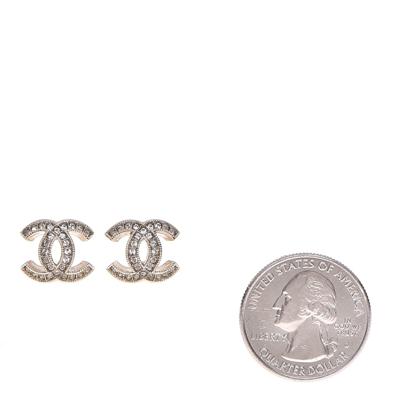 Chanel Crystal CC Earrings Gold 2 of 7