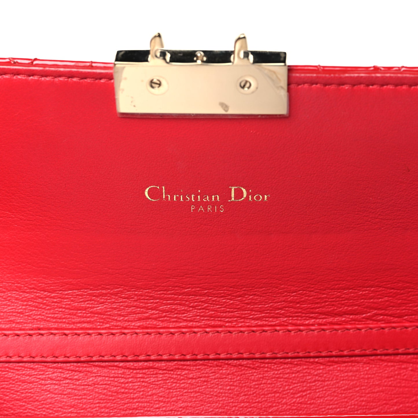 Patent Cannage Miss Dior Chain Wallet Red