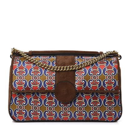 Fendi Suede Satin Double F Shoulder Bag Marrone Rosso Blue 1 of 11