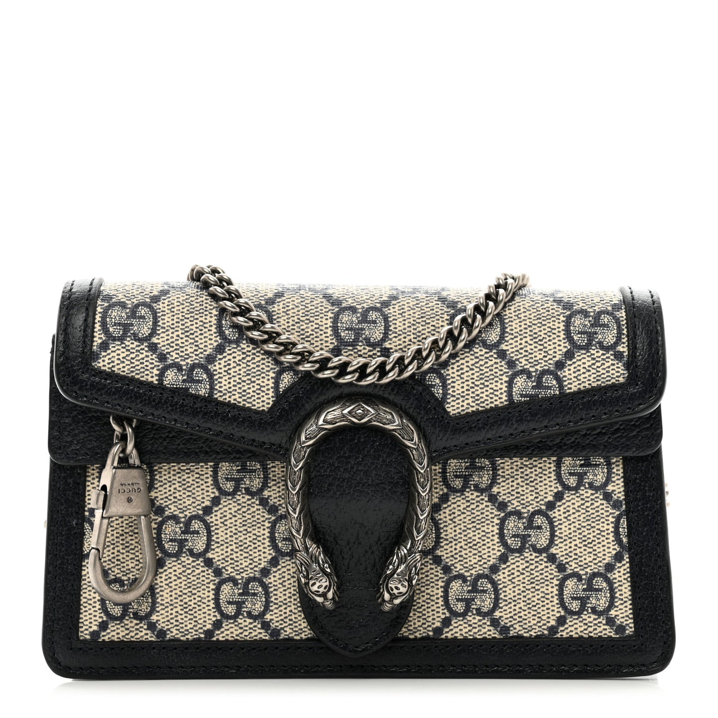 GG Supreme Monogram Textured Dollar Calfskin Super Mini Dionysus Shoulder Bag Beige Blue