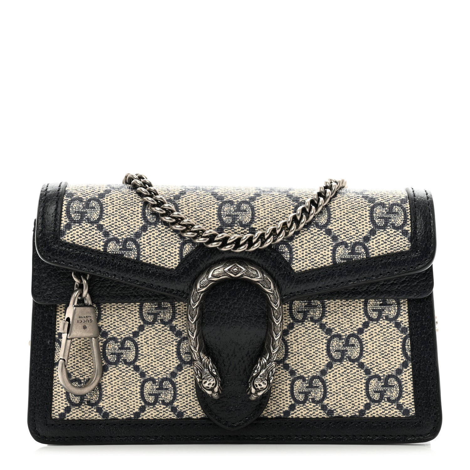 Gucci GG Supreme Monogram Textured Dollar Calfskin Super Mini Dionysus Shoulder Bag Beige Blue 1 of 9