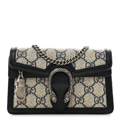 Gucci GG Supreme Monogram Textured Dollar Calfskin Super Mini Dionysus Shoulder Bag Beige Blue 1 of 9