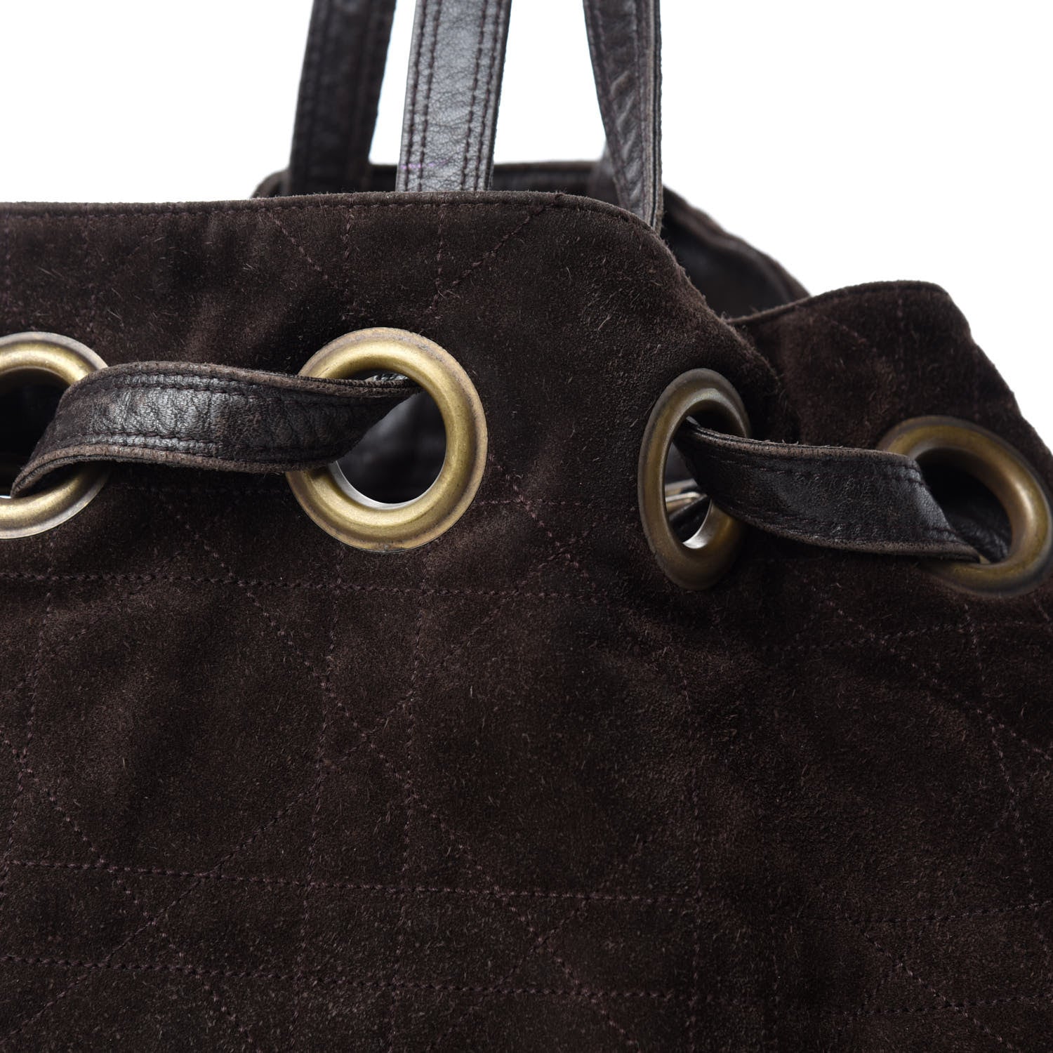 Christian Dior Suede Cannage Drawstring Bag Brown 11 of 11
