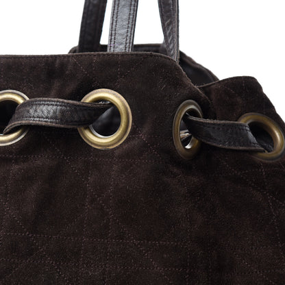 Christian Dior Suede Cannage Drawstring Bag Brown 11 of 11