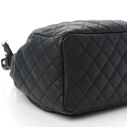 Chanel Caviar Flat Quilted CC Chain Bucket Drawstring Bag Black 6 of 11