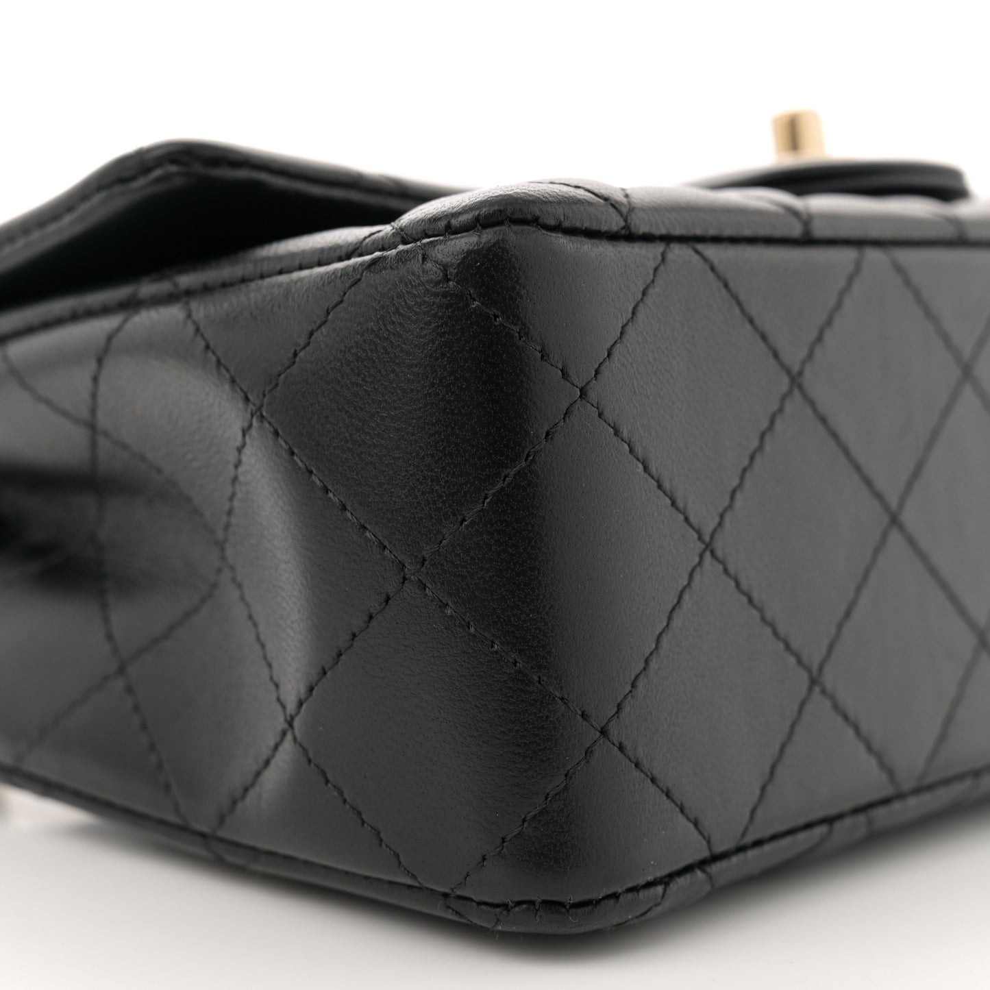 Lambskin Quilted Mini Rectangular Flap Black